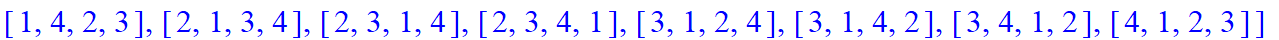 [[1, 2, 3, 4], [1, 2, 3, 4], [1, 2, 3, 4], [1, 2, 3, 4], [1, 2, 3, 4], [1, 2, 4, 3], [1, 3, 2, 4], [1, 3, 4, 2], [1, 4, 2, 3], [2, 1, 3, 4], [2, 3, 1, 4], [2, 3, 4, 1], [3, 1, 2, 4], [3, 1, 4, 2], [3, ...