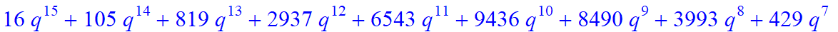 16*q^15+105*q^14+819*q^13+2937*q^12+6543*q^11+9436*q^10+8490*q^9+3993*q^8+429*q^7