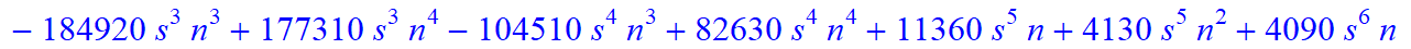 6, 1/10395*(n+1+s)*(n-s)*(-6165+29871*n+4725*s-2679716*n^4-7317546*n^5-731154*n^6+2702765*n^10+36418*s^4*n-42814*s^4*n^2+13513825*n^9-53604*s*n-162265*s*n^2+476474*s*n^3+1341106*s*n^4-28351*s^2*n-20901...