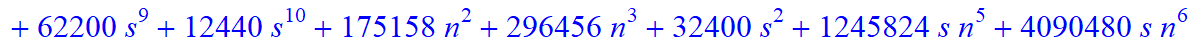 6, 1/10395*(n+1+s)*(n-s)*(-6165+9081*n+25515*s-779741*n^4-2674446*n^5-1130322*n^6+787544*n^10-213062*s^4*n+12626*s^4*n^2+3937720*n^9+103806*s*n-43960*s*n^2-930316*s*n^3-1264574*s*n^4+27584*s^2*n-323854...