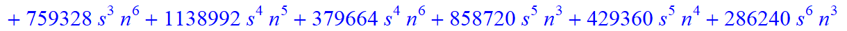 6, 1/10395*(n+1+s)*(n-s)*(-6165+9081*n+25515*s-779741*n^4-2674446*n^5-1130322*n^6+787544*n^10-213062*s^4*n+12626*s^4*n^2+3937720*n^9+103806*s*n-43960*s*n^2-930316*s*n^3-1264574*s*n^4+27584*s^2*n-323854...