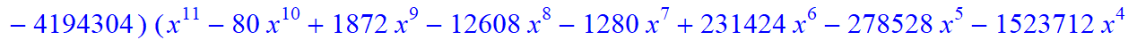 11, -16*x^11*(373885938633714892595043630206418944*x-785850675191360539652971540911226880*x^6+9766025008424254138457522176*x^31+148362486878215103575953759606407168*x^16+312500191121381807730221645824*...