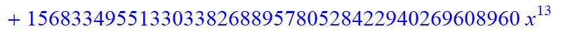 12, -16*x^12*(3484661578453870335096687667405022369415168*x-12744058480179611166081116034089661564452864*x^6+34635612176456290731142298543815917568*x^31-2576446976*x^60-392946513920*x^59+11405062539477...