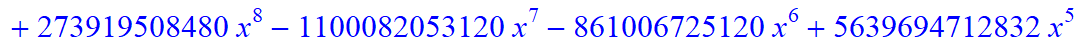 7, -64*(x^20+44*x^19-1380*x^18-12224*x^17+401024*x^16+645760*x^15-42315264*x^14+49305600*x^13+1752858624*x^12-4087578624*x^11-32710066176*x^10+101546721280*x^9+273919508480*x^8-1100082053120*x^7-861006...