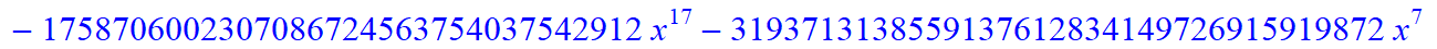 11, -16*x^11*(373885938633714892595043630206418944*x-785850675191360539652971540911226880*x^6+9766025008424254138457522176*x^31+148362486878215103575953759606407168*x^16+312500191121381807730221645824*...
