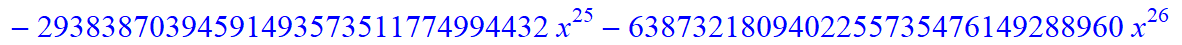 11, -16*x^11*(373885938633714892595043630206418944*x-785850675191360539652971540911226880*x^6+9766025008424254138457522176*x^31+148362486878215103575953759606407168*x^16+312500191121381807730221645824*...