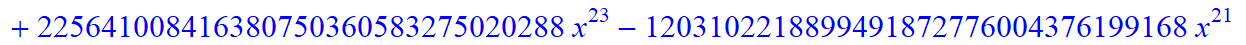 11, -16*x^11*(373885938633714892595043630206418944*x-785850675191360539652971540911226880*x^6+9766025008424254138457522176*x^31+148362486878215103575953759606407168*x^16+312500191121381807730221645824*...