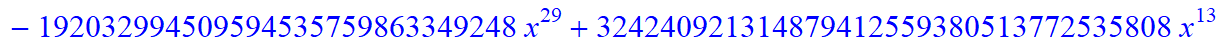 11, -16*x^11*(373885938633714892595043630206418944*x-785850675191360539652971540911226880*x^6+9766025008424254138457522176*x^31+148362486878215103575953759606407168*x^16+312500191121381807730221645824*...