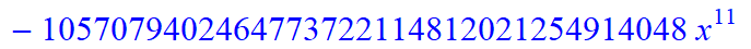11, -16*x^11*(373885938633714892595043630206418944*x-785850675191360539652971540911226880*x^6+9766025008424254138457522176*x^31+148362486878215103575953759606407168*x^16+312500191121381807730221645824*...