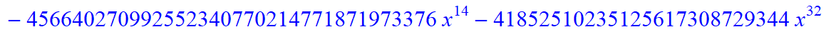 11, -16*x^11*(373885938633714892595043630206418944*x-785850675191360539652971540911226880*x^6+9766025008424254138457522176*x^31+148362486878215103575953759606407168*x^16+312500191121381807730221645824*...