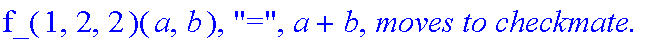 Subcase, 4, `:black's move is`, Left, `which by induction assumption takes at most`, f_(1,2,2)(a,b), 